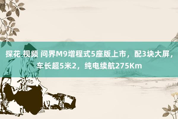 探花 视频 问界M9增程式5座版上市，配3块大屏，车长超5米2，纯电续航275Km