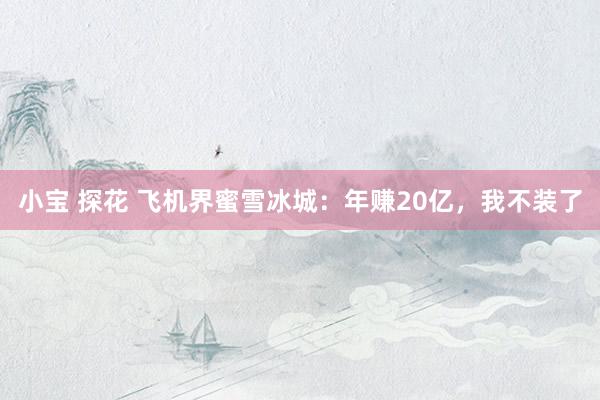 小宝 探花 飞机界蜜雪冰城：年赚20亿，我不装了