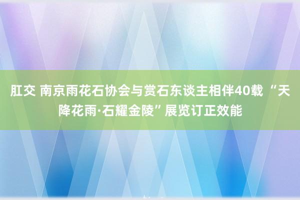 肛交 南京雨花石协会与赏石东谈主相伴40载 “天降花雨·石耀金陵”展览订正效能