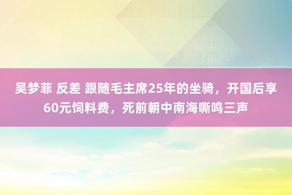 吴梦菲 反差 跟随毛主席25年的坐骑，开国后享60元饲料费，死前朝中南海嘶鸣三声